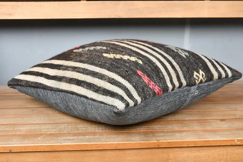 18x18 Brown Cushion, Ethnical Kilim Rug Pillow, Antique Pillows, Ethnic Cushion, Outdoor Patio Cushion Case, Interior Designer Pillow, Cushion Cover - 3