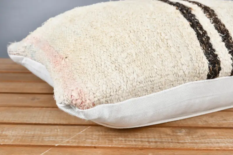 Seat Cushion Case, Home Decor Pillow, 12x24 Beige Pillow Cover, Pillow Case, Neutral Cushion, Ethnical Kilim Rug Pillow, Pillow for Sofa - 4