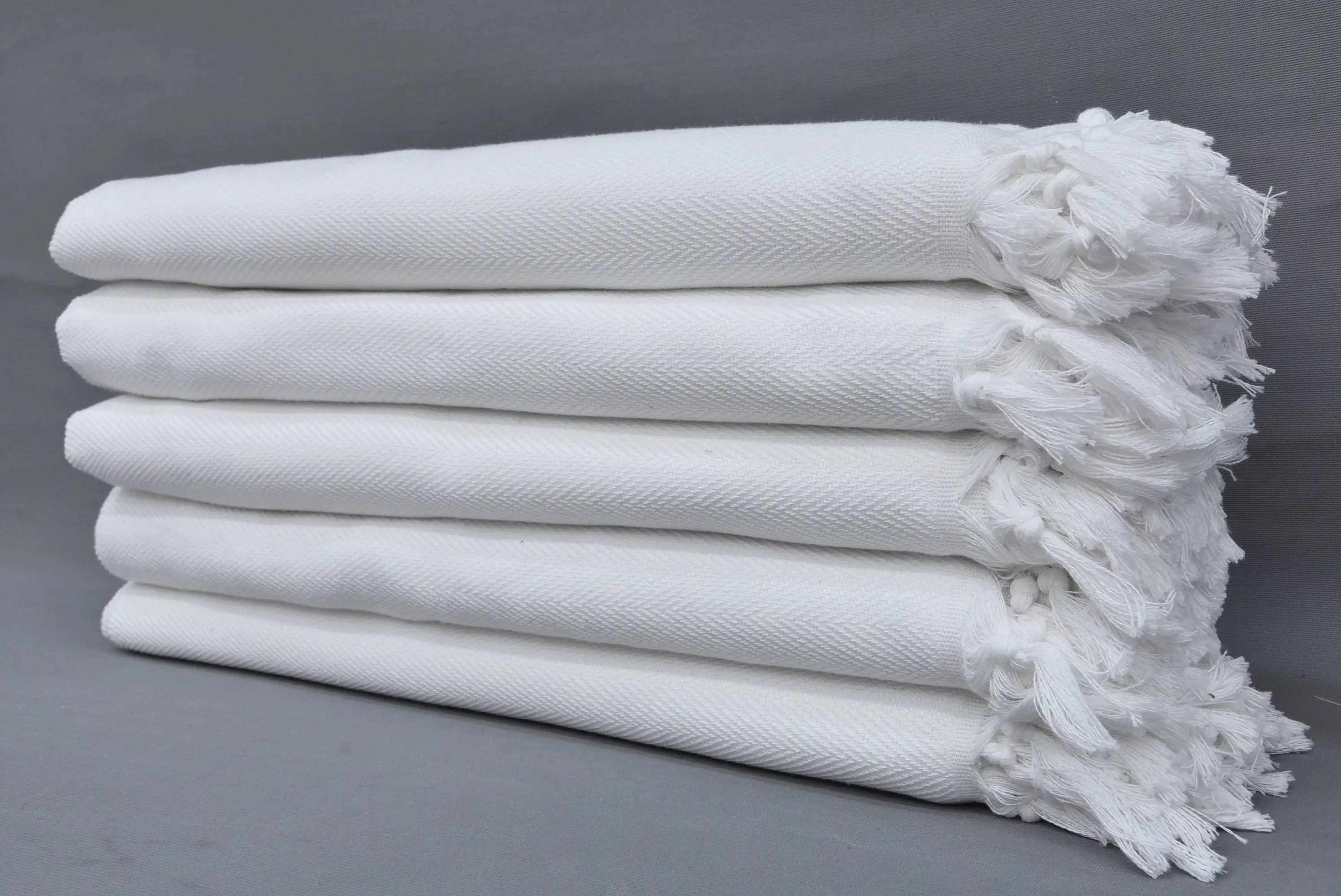 Turkish Hand Towel White Chevron Design Cotton, 18x36 - 1