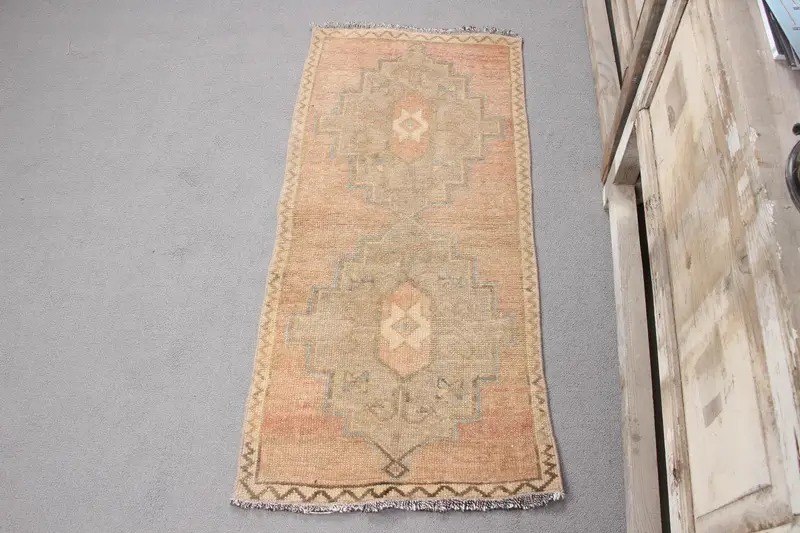 Alfombra Hecha a Mano de 0,1x3,8 ft, Vibrantes Lunares Naranjas y Verdes