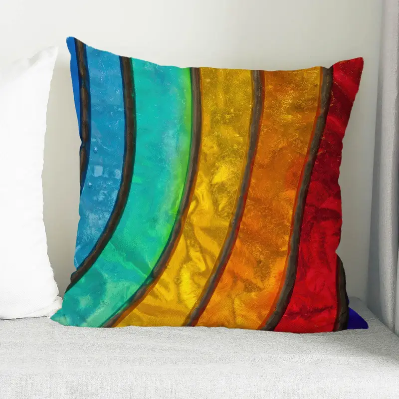 Regenbogen-Abstrakt-bedrucktes Kissen: Lebendiger Wohndekor-Akzent
