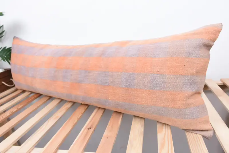 Pillow Cover, Turkish Pillow, Ethnical Kilim Rug Pillow, Turkish Kilim Pillow, 16x48 Pink Pillow Cover, Vintage Pillow Case - 5