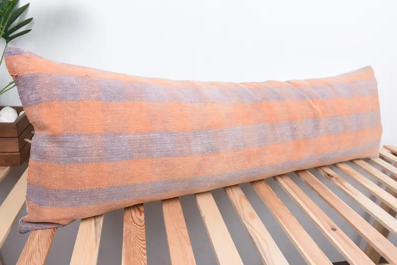 Pillow Cover, Turkish Pillow, Ethnical Kilim Rug Pillow, Turkish Kilim Pillow, 16x48 Pink Pillow Cover, Vintage Pillow Case - 4
