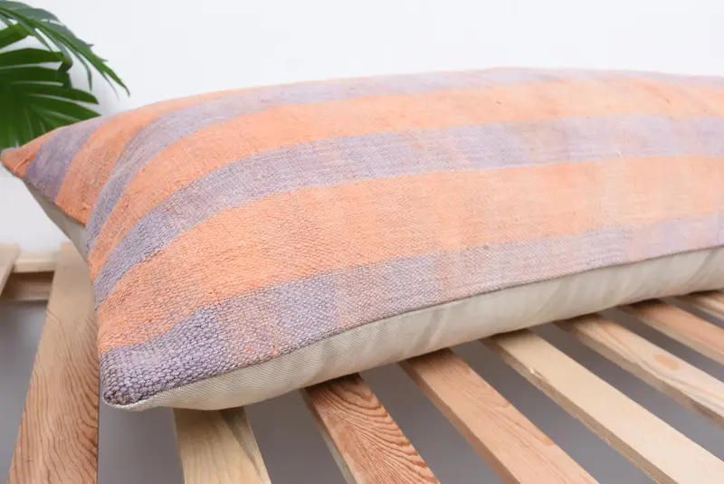 Pillow Cover, Turkish Pillow, Ethnical Kilim Rug Pillow, Turkish Kilim Pillow, 16x48 Pink Pillow Cover, Vintage Pillow Case - 6