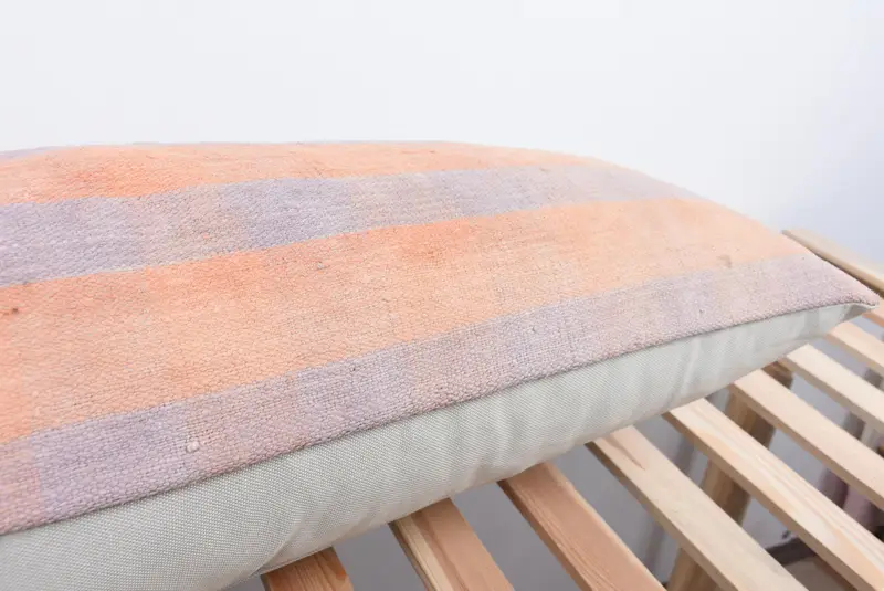 Pillow Cover, Turkish Pillow, Ethnical Kilim Rug Pillow, Turkish Kilim Pillow, 16x48 Pink Pillow Cover, Vintage Pillow Case - 7