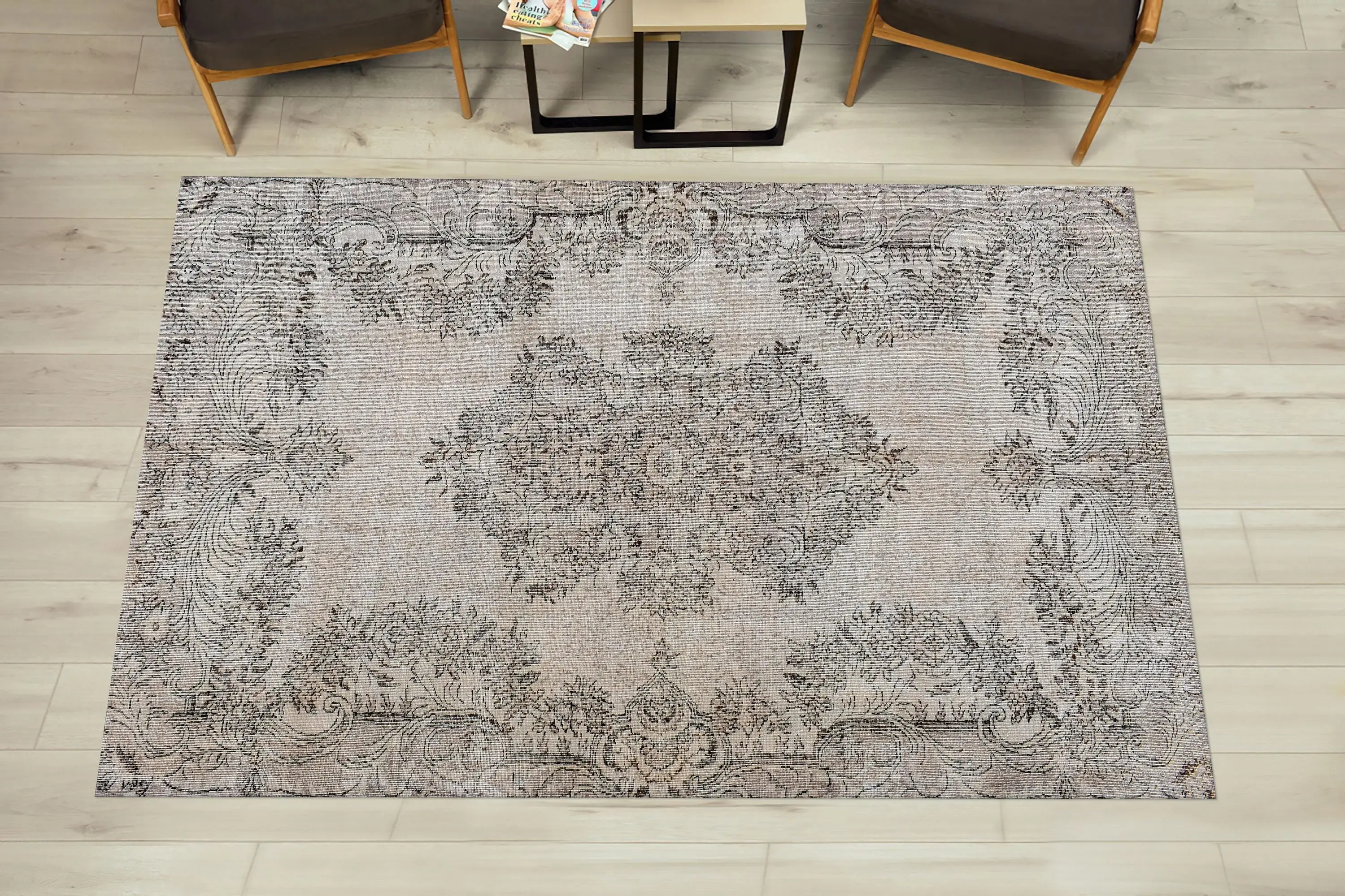 Medallion Printed Rug: Vintage Ethnic Pattern, Soft Texture - 1