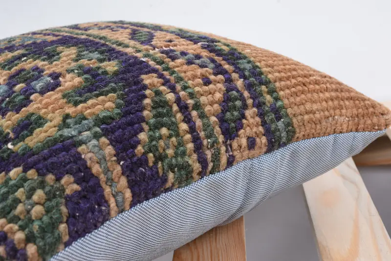 Turkish Pillow, Pillow Cover, 12x12 Blue Pillow Sham, Kilim Pillow, Bohemian Cushion Pillow Sham, Vintage Kilim Pillow - 7