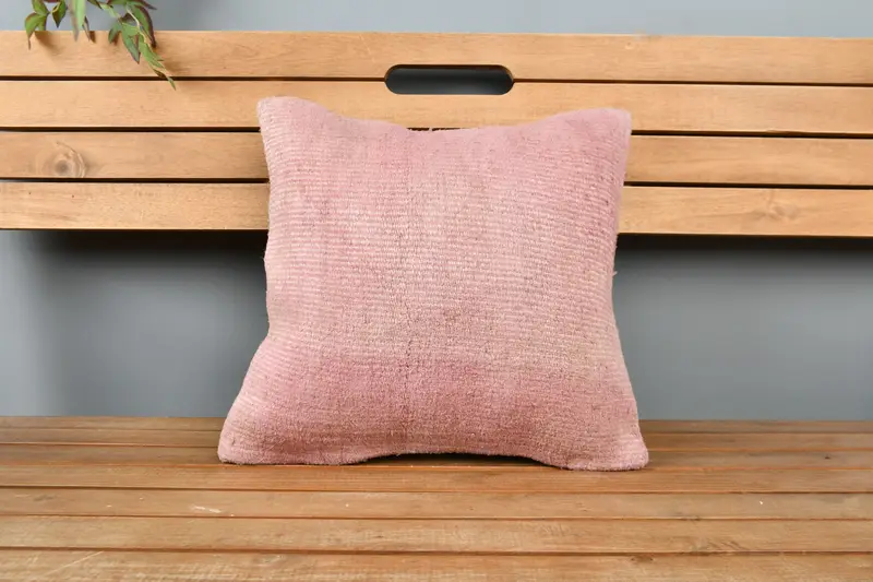 16x16 Pink Cushion, Cushion Cover, Turkish Kilim Pillow, Boho Chic Cushion Case, Interior Designer Pillow, Boho Pillow Sham Cover - 6