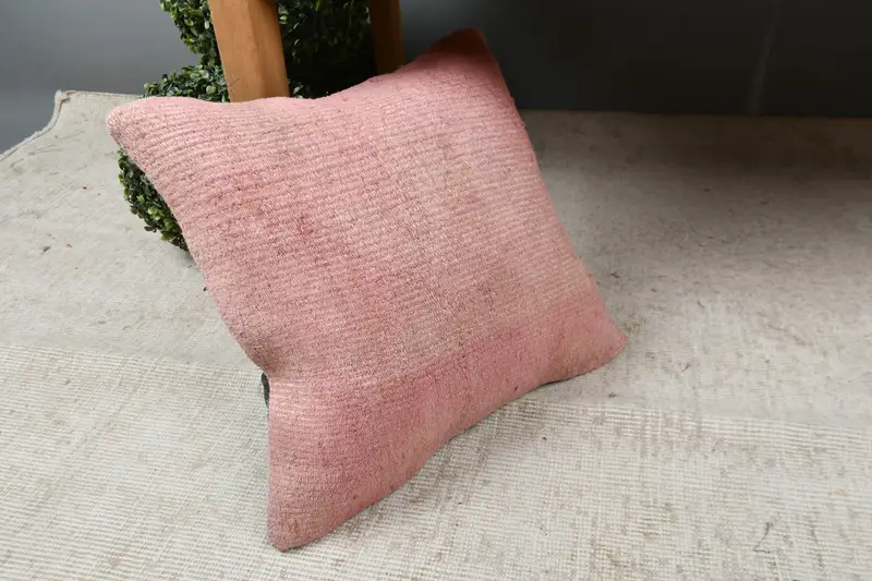 16x16 Pink Cushion, Cushion Cover, Turkish Kilim Pillow, Boho Chic Cushion Case, Interior Designer Pillow, Boho Pillow Sham Cover - 7