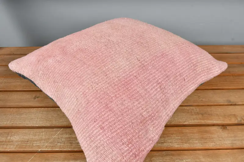 16x16 Pink Cushion, Cushion Cover, Turkish Kilim Pillow, Boho Chic Cushion Case, Interior Designer Pillow, Boho Pillow Sham Cover - 2