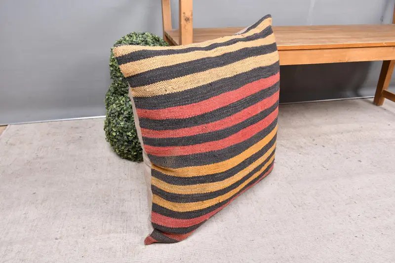Armchair Cushion, Turkish Pillow, Cushion Cover, Kilim Pillow Cover, Tapestry Cushion Case, Handmade Kilim Cushion, 24x24 Red Pillow Sham - 7