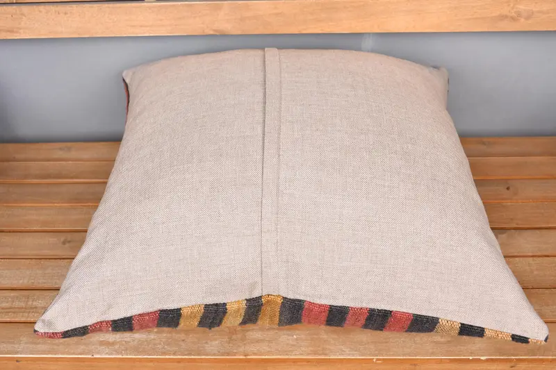 Armchair Cushion, Turkish Pillow, Cushion Cover, Kilim Pillow Cover, Tapestry Cushion Case, Handmade Kilim Cushion, 24x24 Red Pillow Sham - 5