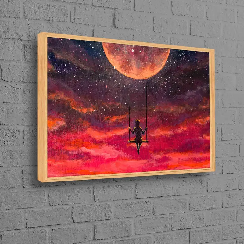 魅惑的な抽象的な月のキャンバス: 鮮やかで芸術的な壁の装飾