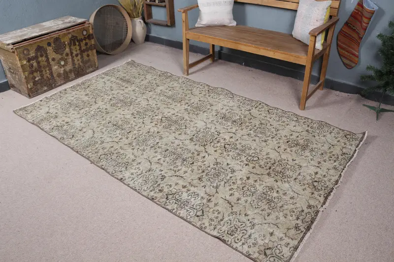 ベージュ サウスウェスタン ラグ、4.5x8.1 フィート エレガントなベージュ ブラウンの装飾