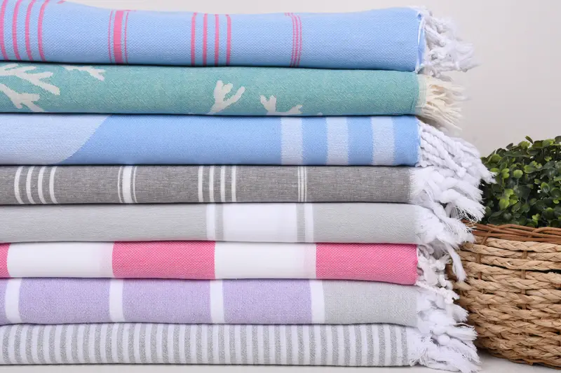 Turkish Towel Beach, Gym Towel, Embroidery Towels, Handwoven organic Turkish towel for spa, Gift For Him, Summer Gift, 70x40 Cotton Set of 8 Towel - 2