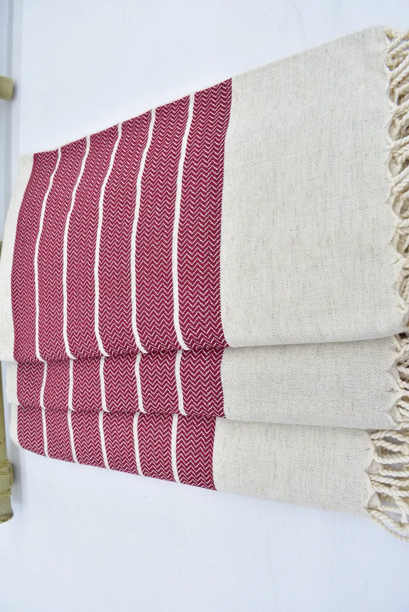 68x40 Linen Zig zag Towel, Bridesmaid Gift Towel, Family Gift, Embroidered Turkish Towel, Beach Towel Bulk, Bachelorette Party Gift, Guest Towel - 5