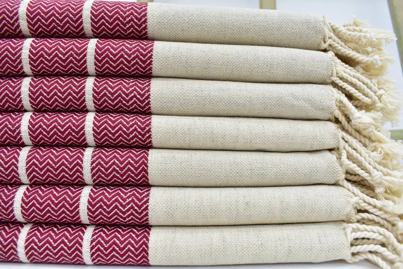 68x40 Linen Zig zag Towel, Bridesmaid Gift Towel, Family Gift, Embroidered Turkish Towel, Beach Towel Bulk, Bachelorette Party Gift, Guest Towel - 1