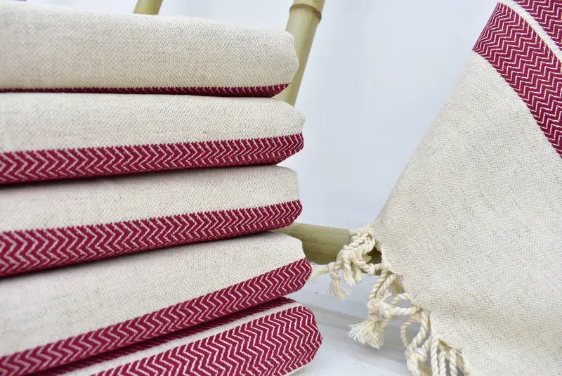 68x40 Linen Zig zag Towel, Bridesmaid Gift Towel, Family Gift, Embroidered Turkish Towel, Beach Towel Bulk, Bachelorette Party Gift, Guest Towel - 2