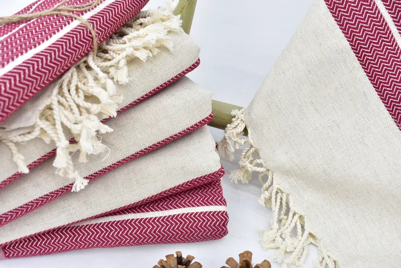 68x40 Linen Zig zag Towel, Bridesmaid Gift Towel, Family Gift, Embroidered Turkish Towel, Beach Towel Bulk, Bachelorette Party Gift, Guest Towel - 4