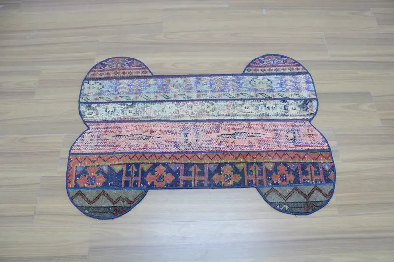 Mittelblaue und orangefarbene Haustiermatte mit Schaumstofffüllung, Baumwollmaterial