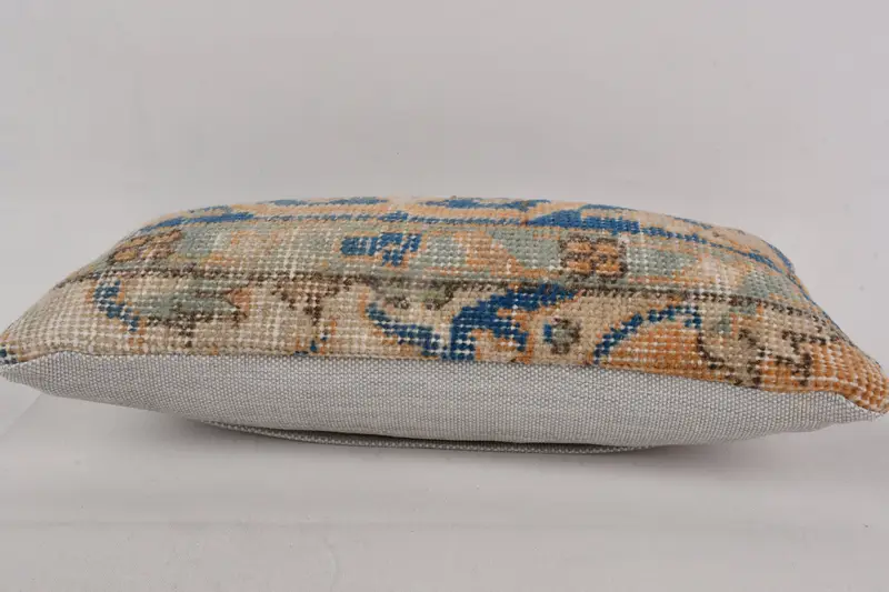 Gift Pillow, Ethnic Pillow Sham, Sofa Bolster Cushion, 8x16 Blue Cushion Cover, Interior Designer Pillow, Cushion Cover, Vintage Kilim Pillow - 5