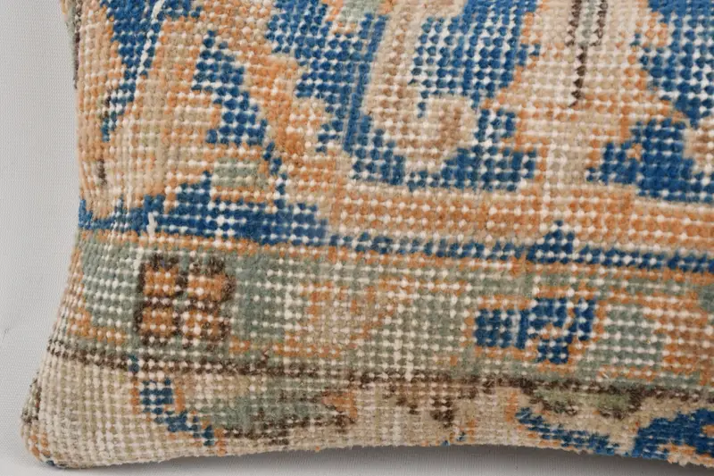 Gift Pillow, Ethnic Pillow Sham, Sofa Bolster Cushion, 8x16 Blue Cushion Cover, Interior Designer Pillow, Cushion Cover, Vintage Kilim Pillow - 4