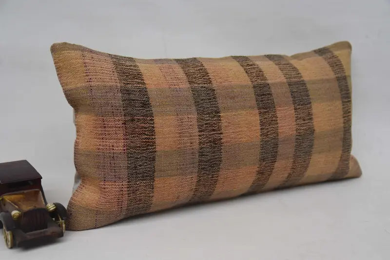 Kilim Pillow Cover, Neutral Throw Pillow Case, Custom Pillow Cover, Ethnical Kilim Rug Pillow, 12x24 Beige Cushion, Cushion Cover, Antique Pillows - 2
