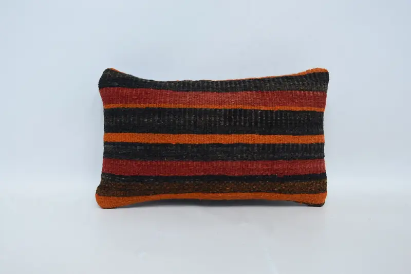 Lounge Striped Vintage Cushion Cover, Brown Antique 12x20 inch Pillow Cover - 1