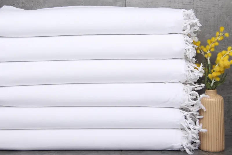 Turkish Bath Towel Monogrammed White Solid, 40x71 Inches