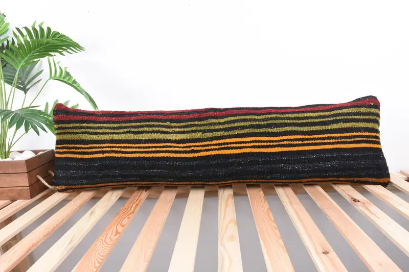 Boho Pillow, 12x43 Green Pillow Sham, Vintage Kilim Pillow, Ethnic Throw Pillow Case, Throw Kilim Pillow, Boho Chic Cushion, Pillow Cover - 1