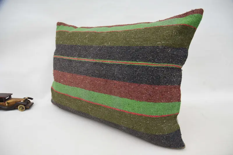 20x28 Green Pillow Cover, Cozy Throw Pillow Sham, Ikat Cushion, Kilim Cushion Sham, Turkish Kilim Pillow, Handmade Kilim Cushion, Pillow Cover - 5