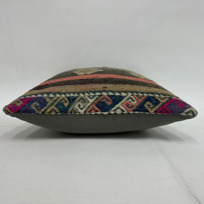 Cushion, 16x16 Pink Cushion, Sofa Bolster Pillow Cover, Vintage Kilim Throw Pillow, Handmade Kilim Cushion, Ikat Pillow Sham, Vintage Kilim Pillow - 5
