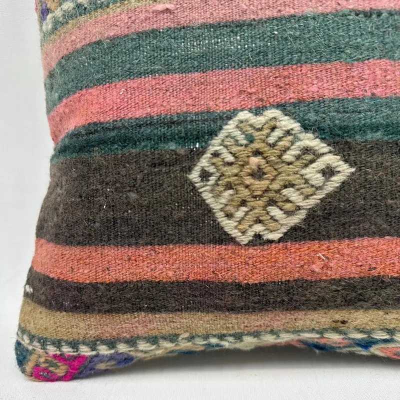 Cushion, 16x16 Pink Cushion, Sofa Bolster Pillow Cover, Vintage Kilim Throw Pillow, Handmade Kilim Cushion, Ikat Pillow Sham, Vintage Kilim Pillow - 4