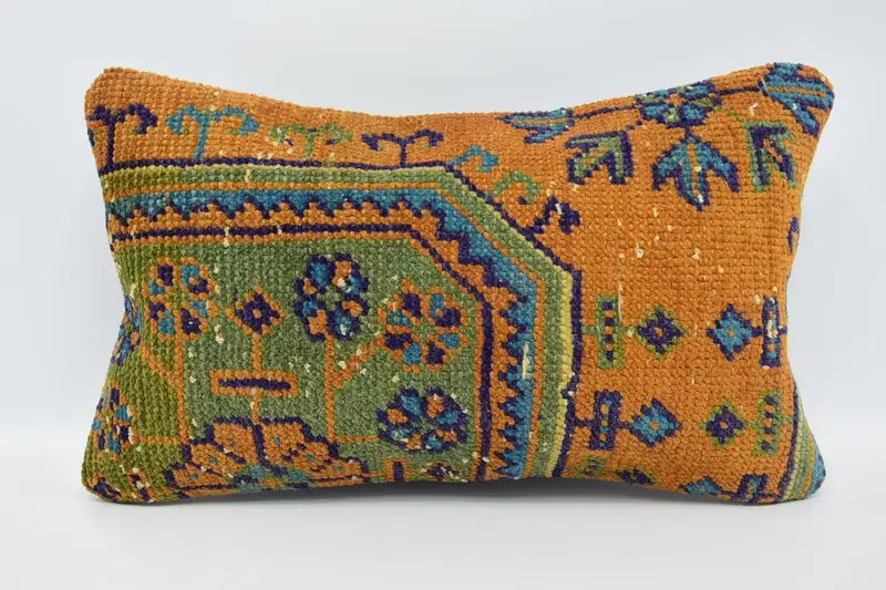 Home Decor Pillow, Yoga Pillow, Interior Designer Pillow, Bolster Pillow, Pillow, 12x20 Orange Pillow Sham, Kilim Pillow, Decorative Cushion Cover - 1