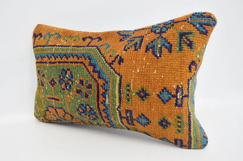 Home Decor Pillow, Yoga Pillow, Interior Designer Pillow, Bolster Pillow, Pillow, 12x20 Orange Pillow Sham, Kilim Pillow, Decorative Cushion Cover - 4