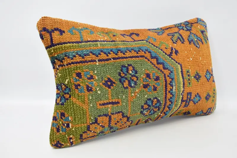 Home Decor Pillow, Yoga Pillow, Interior Designer Pillow, Bolster Pillow, Pillow, 12x20 Orange Pillow Sham, Kilim Pillow, Decorative Cushion Cover - 2
