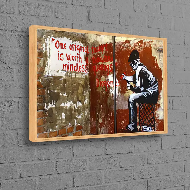 バンクシー ボーイ ブラウン アートワーク キャンバス プリント - エレガントなストリート アート