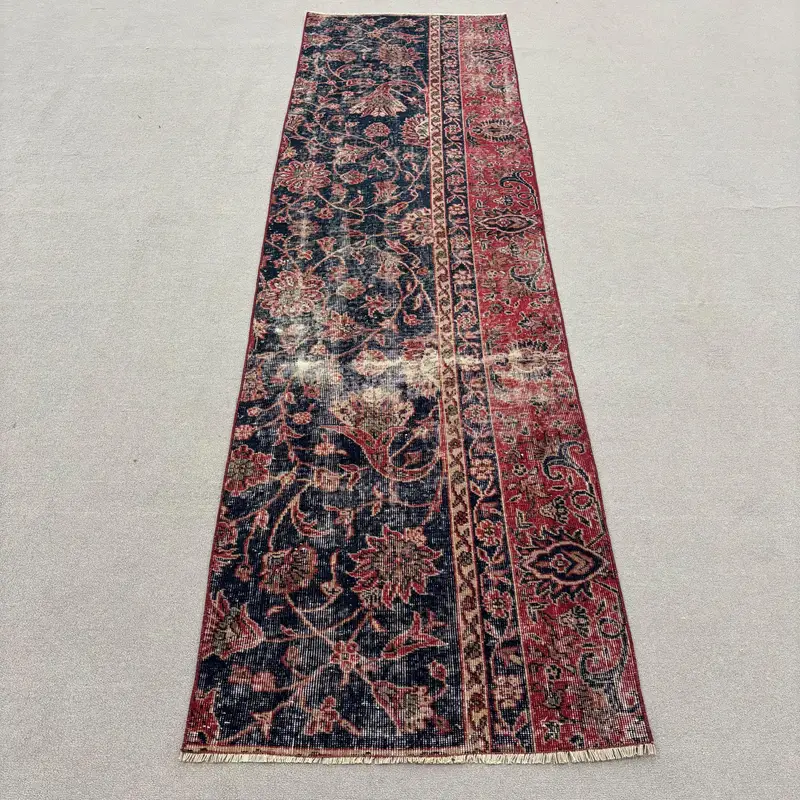 Alfombra Azul Ombré, 2,5x9 pies Decoración Elegante