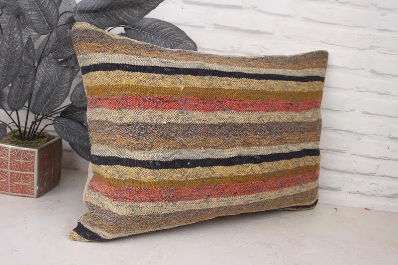 Boho Pillow Sham Cover, Pillow Cover, Boho Throw Pillow, Vintage Pillow Case, 16x24 Green Cushion Case, Kilim Pillow, Pillow for Couch - 3
