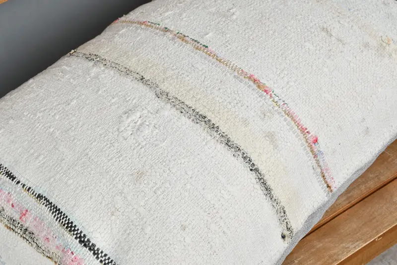 20x28 White Cushion Case, Pillow Case, Interior Designer Pillow, Kilim Pillow Cover, Ethnical Kilim Rug Pillow, Neutral Throw Cushion - 3