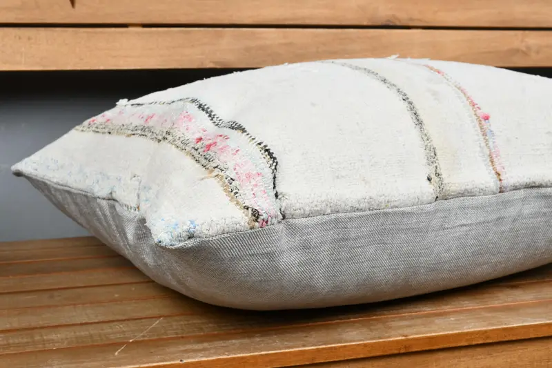 20x28 White Cushion Case, Pillow Case, Interior Designer Pillow, Kilim Pillow Cover, Ethnical Kilim Rug Pillow, Neutral Throw Cushion - 4