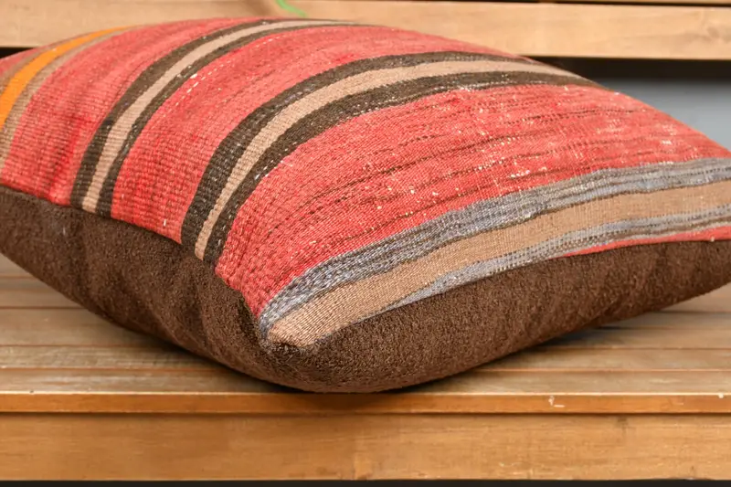 Aesthetic Pillow Cover, 24x24 Red Cushion Case, Cotton Cushion Case, Muted Pillow, Throw Kilim Pillow, Cushion, Antique Pillows, Home Decor Pillow - 4