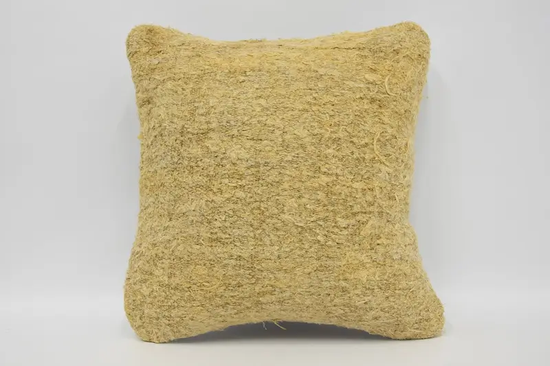 Vintage Gift Pillow, Beige 18x18 inch Wool Cushion Cover - 1