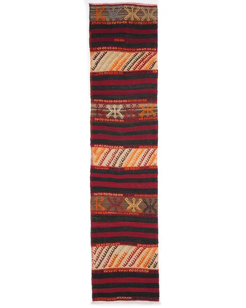 Kırmızı Kamuflaj Halı, 2,3x9,9 ft Canlı Dekor