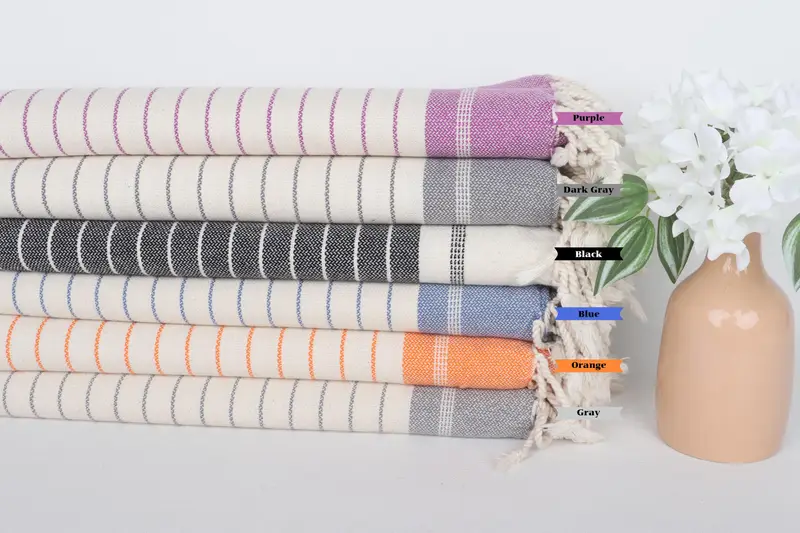 70x40 Cotton Striped Towel, Gift For Coworker, First Wedding Anniversary Gift, Thin towel, Custom Towel, Travel towel, Girls Weekend Favors - 1