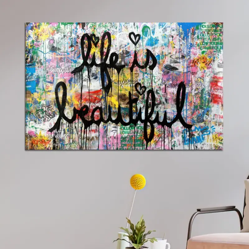モダンなグラフィティ キャンバス: トレンディな装飾用のカラフルなライフ アート プリント