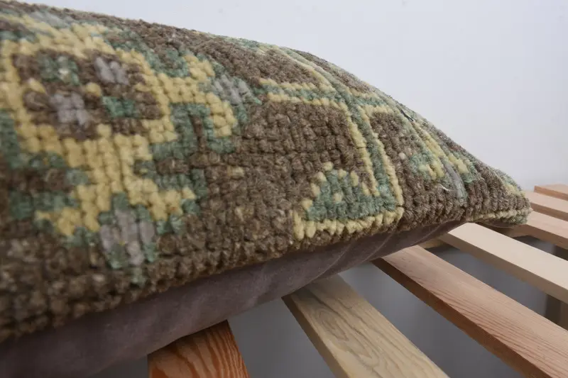 Handmade Kilim Cushion, Vintage Kilim Pillow, 12x36 Brown Cushion, Bench Pillow Sham, Aztec Pillow Cover, Anatolian Cushion, Turkish Pillow, Pillow - 7