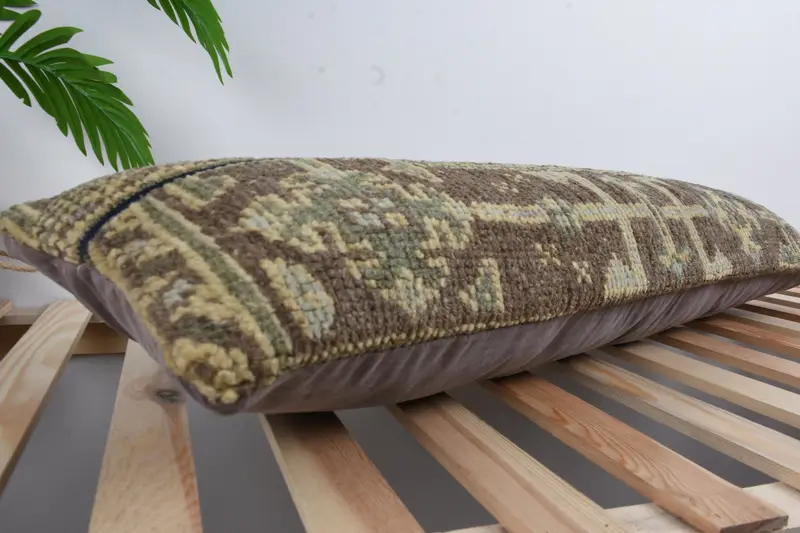 Handmade Kilim Cushion, Vintage Kilim Pillow, 12x36 Brown Cushion, Bench Pillow Sham, Aztec Pillow Cover, Anatolian Cushion, Turkish Pillow, Pillow - 6