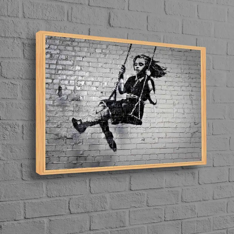 Swing Girl Banksy Girl Printed Canvas - Artistic Elegance Unleashed