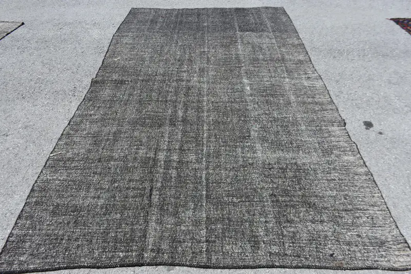 6x10.4 ft Vintage Kilim Rug, Turkish Rug, Gray Wool Rug - 1
